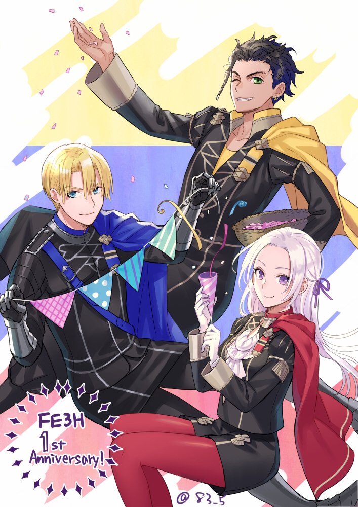 edelgard von hresvelg, dimitri alexandre blaiddyd, and claude von riegan (fire emblem and 1 more) drawn by yamigo