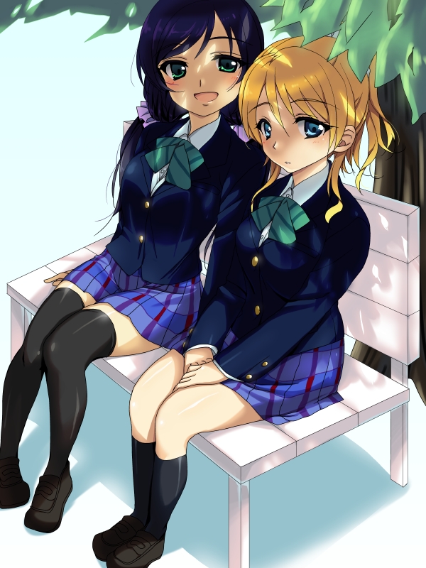 tojo nozomi and ayase eli (love live! and 1 more) drawn by doutan