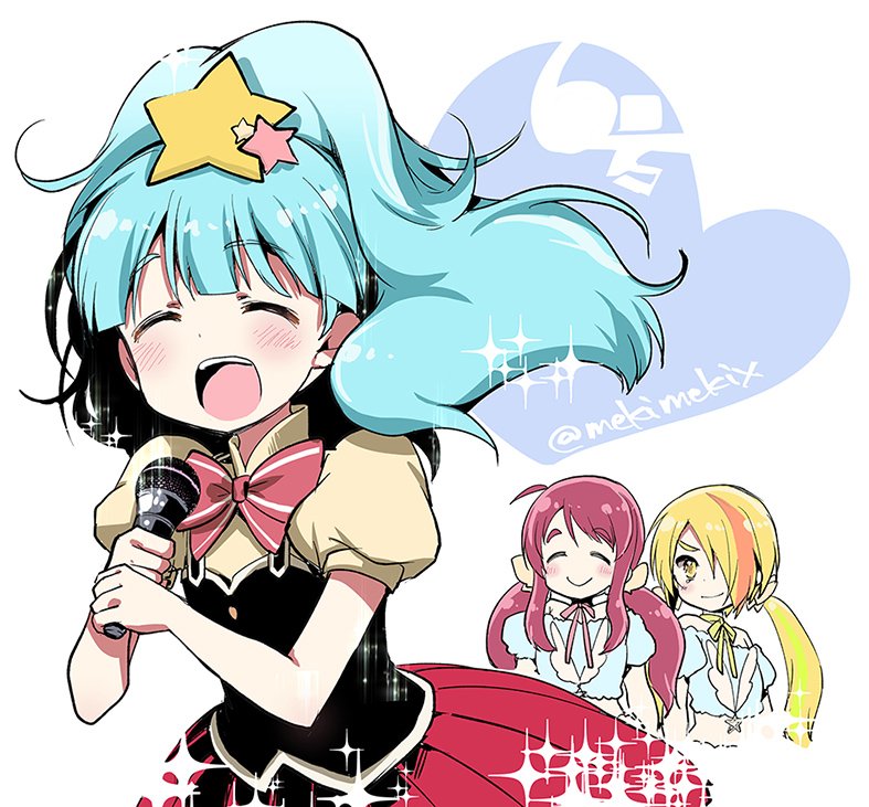 minamoto sakura, nikaidou saki, and hoshikawa lily (zombie land saga) drawn by mekimeki