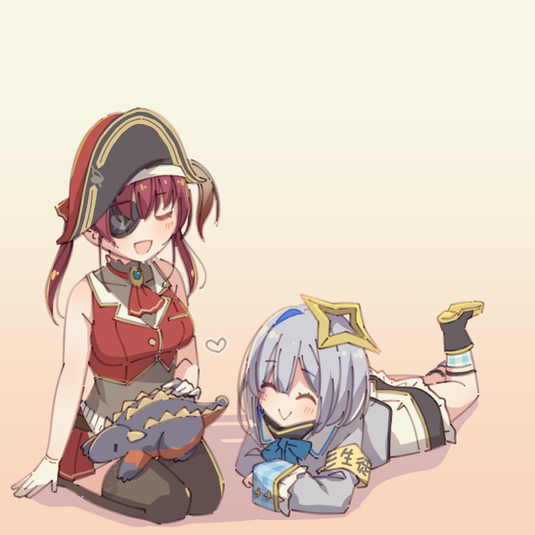 houshou marine and amane kanata (hololive) drawn by ayasaka