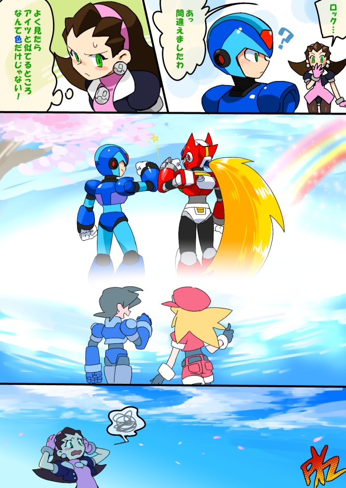 zero, x, tron bonne, roll caskett, and mega man volnutt (mega man and 3 more) drawn by yuriyuri_(ccc)