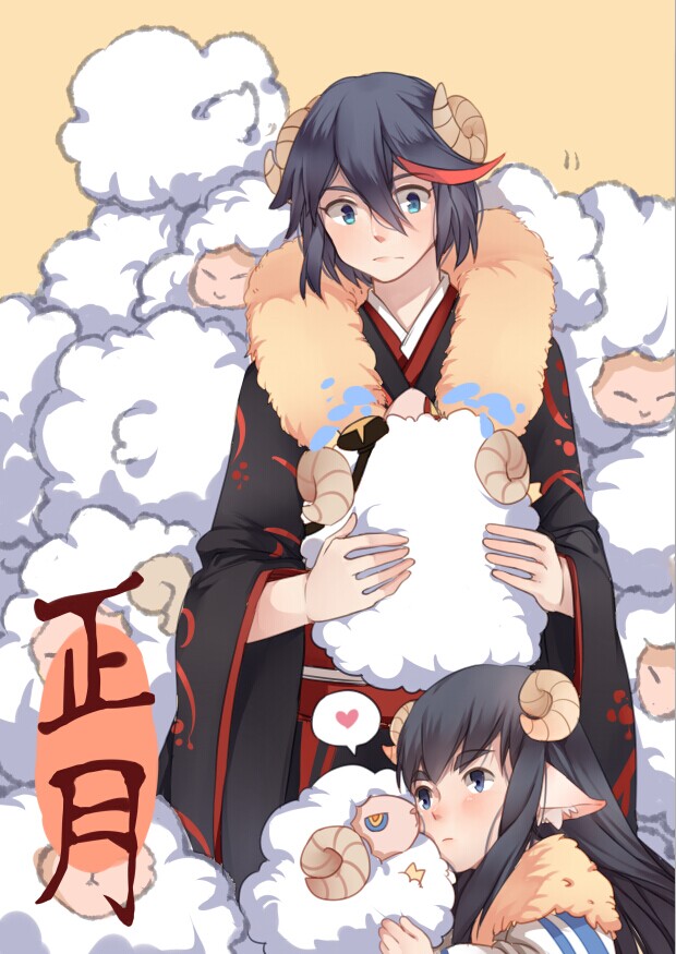 matoi ryuuko, senketsu, kiryuuin satsuki, and junketsu (kill la kill) drawn by yorukun