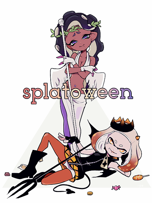 marina and pearl (splatoon and 1 more) drawn by imaikuy0