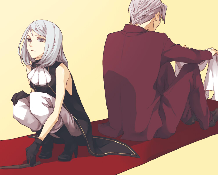 miles edgeworth and franziska von karma (ace attorney and 2 more) drawn by iccan
