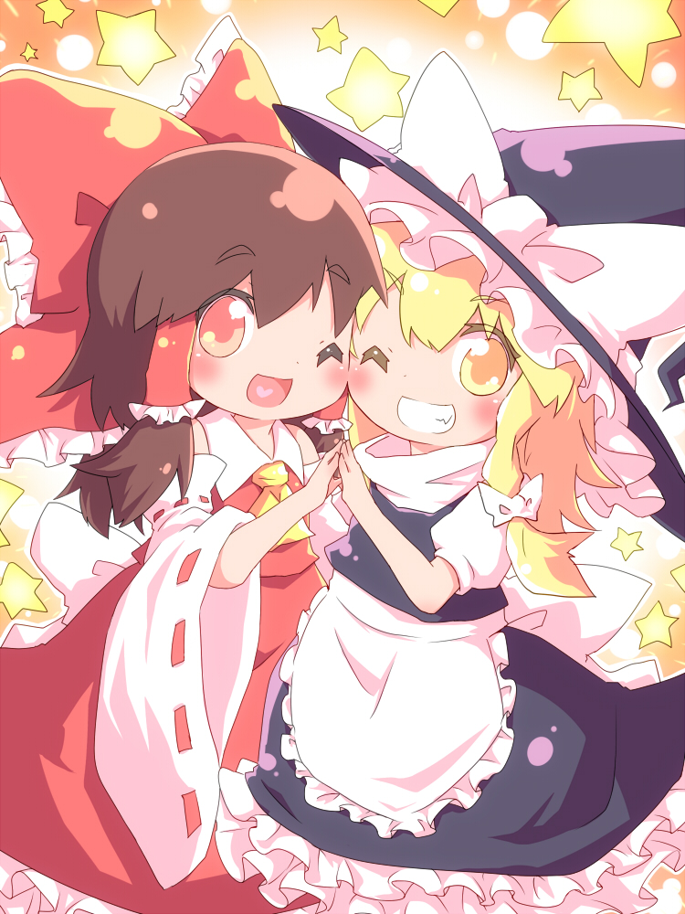 hakurei reimu and kirisame marisa (touhou) drawn by ayakashi_(monkeypanch)