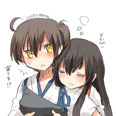 kaga and akagi (kantai collection) drawn by rebecca_(keinelove)