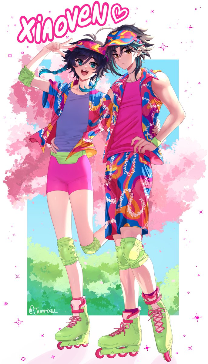 venti, xiao, barbie, stereotypical barbie, and ken (genshin impact and 1 more) drawn by annidrw