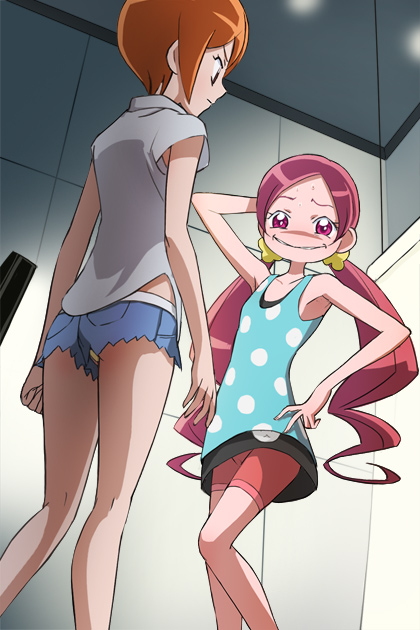 hanasaki tsubomi and tsuyuki karin (precure and 1 more) drawn by haruyama_kazunori