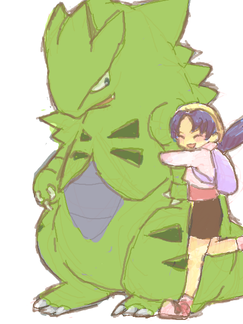 kris and tyranitar (pokemon and 1 more) drawn by wakameramen