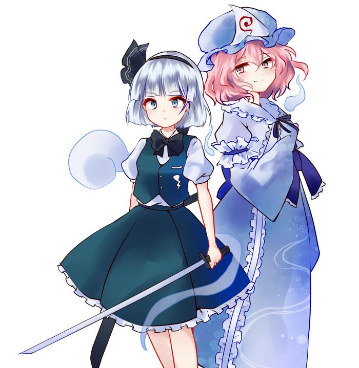 konpaku youmu and saigyouji yuyuko (touhou) drawn by uranaishi_(miraura)