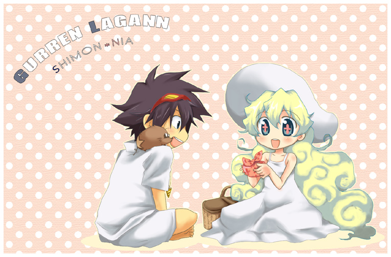 nia teppelin, simon, and boota (tengen toppa gurren lagann) drawn by hazuki_(pacco)