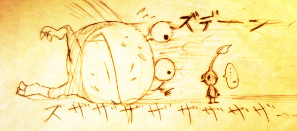 red pikmin and bulborb (pikmin) drawn by yamato_koara