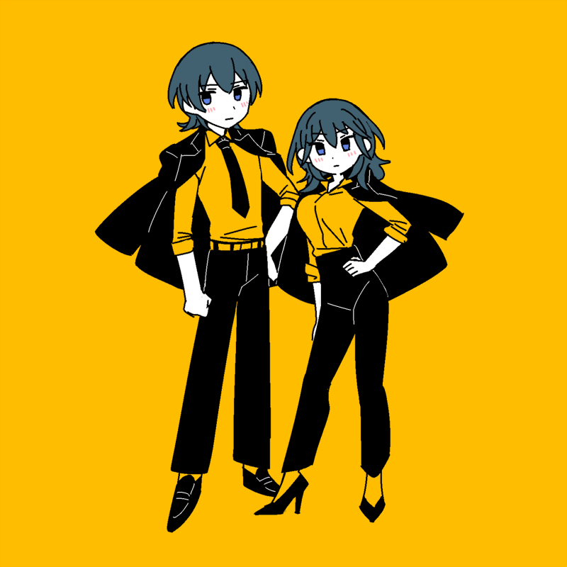 female byleth and male byleth (fire emblem and 1 more) drawn by do_m_kaeru