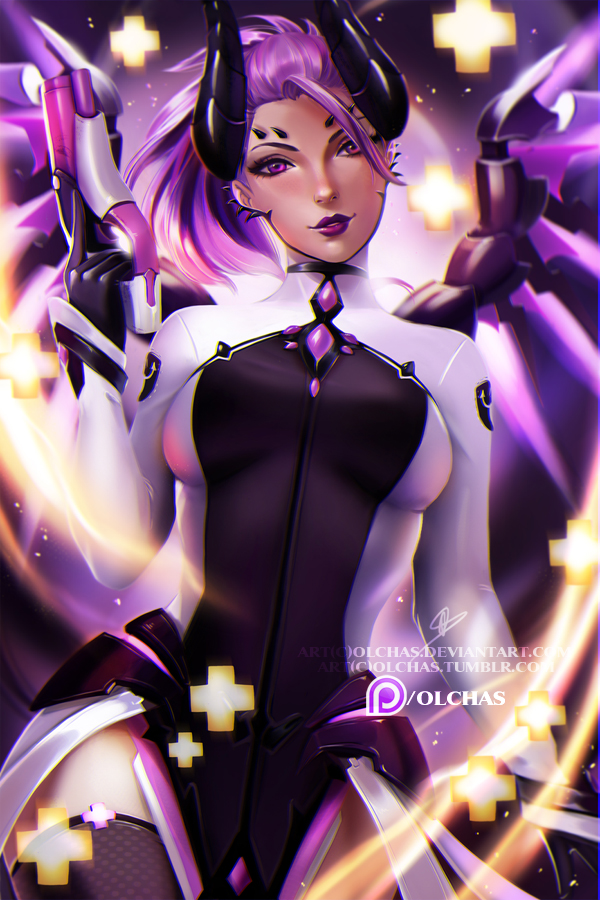 mercy and imp mercy (overwatch and 1 more) drawn by olchas