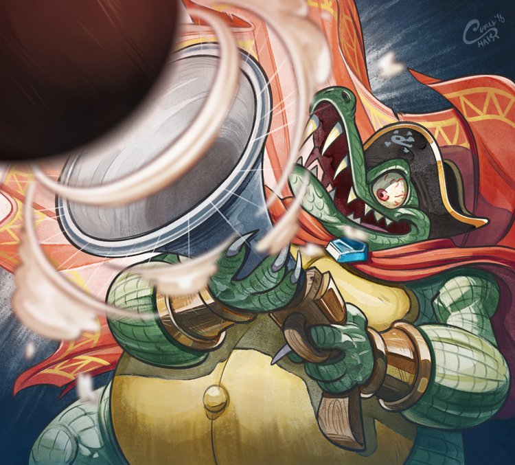 king k. rool (donkey kong and 1 more) drawn by curlypencil
