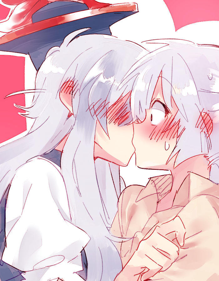 fujiwara no mokou and kamishirasawa keine (touhou) drawn by 6_(yuchae)