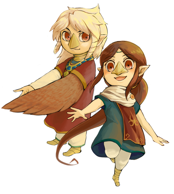 medli and komali (the legend of zelda and 1 more) drawn by saiba_(henrietta)