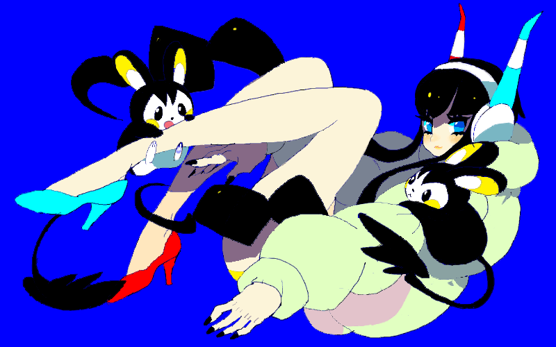 elesa and emolga (pokemon and 1 more) drawn by goruti