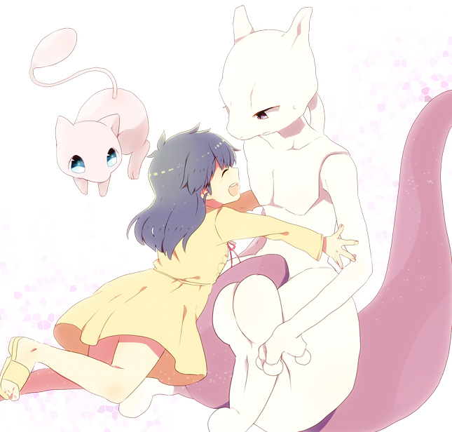 mew, mewtwo, and ambertwo (pokemon and 1 more) drawn by iyo_(kirakirahoshi)