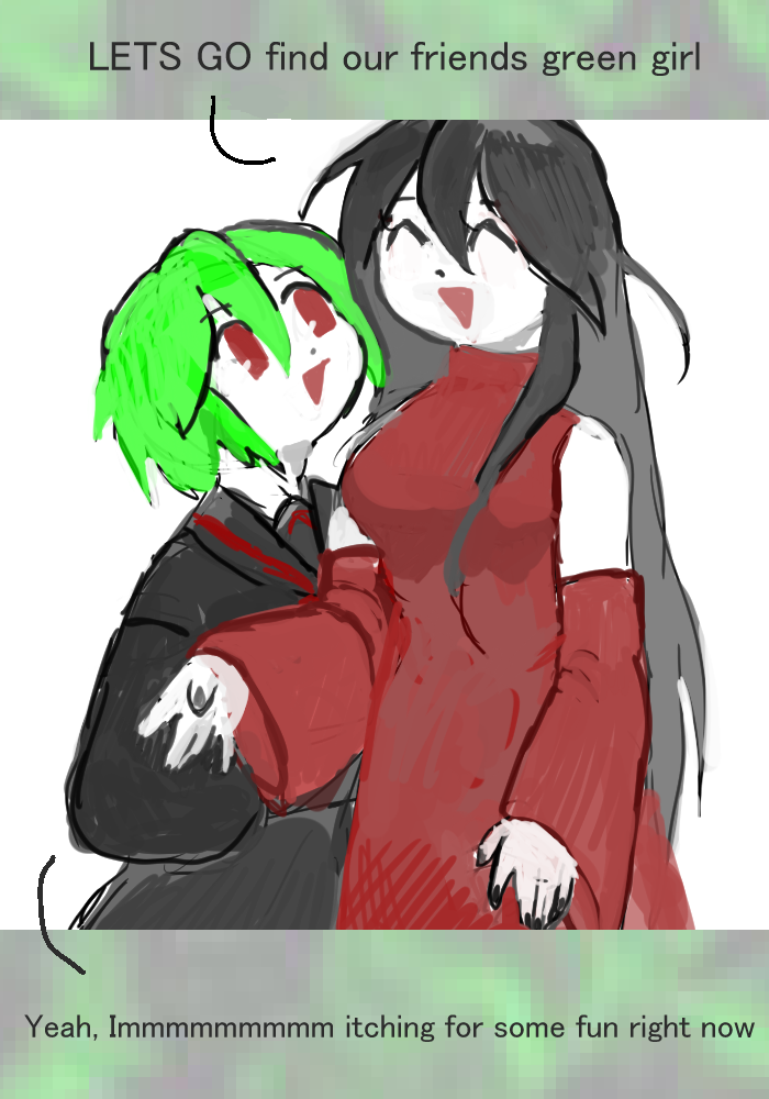 greengirl and bloodgirl (rabbitmaidensoftworks and 1 more) drawn by yogurt200