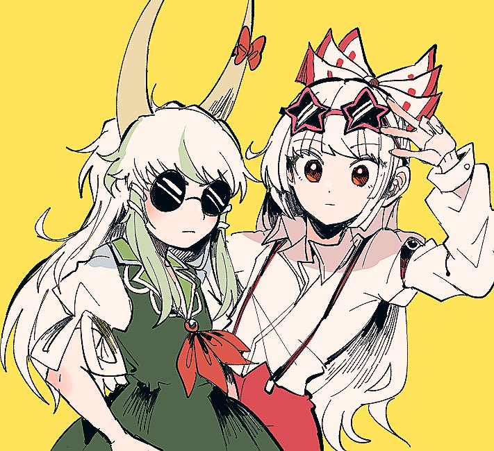 fujiwara no mokou, kamishirasawa keine, and ex-keine (touhou) drawn by itomugi-kun