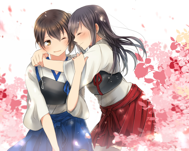 kaga and akagi (kantai collection) drawn by fukusuke_teitoku