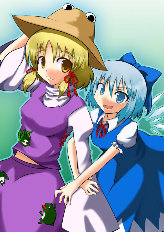 cirno, moriya suwako, and pyonta (touhou) drawn by aki_(modern)