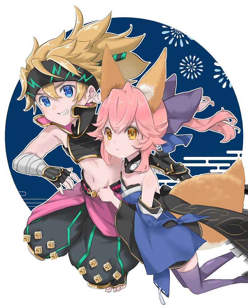 tamamo, tamamo no mae, and sakata kintoki (fate and 2 more) drawn by kurusu_piyo