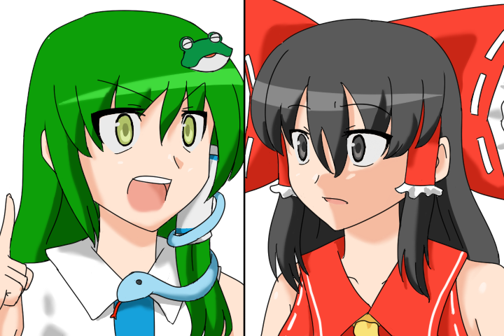 hakurei reimu, kochiya sanae, leung fei-fan, and lau sing (touhou and 1 more) drawn by maofan_(nekohan)
