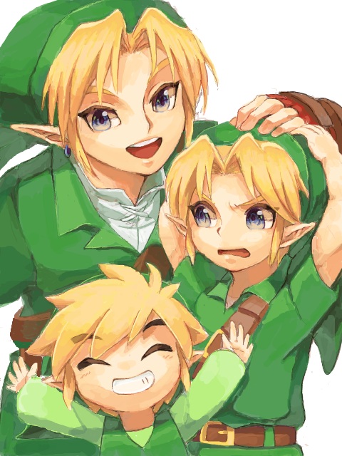 link, toon link, and young link (the legend of zelda and 2 more) drawn by karatou