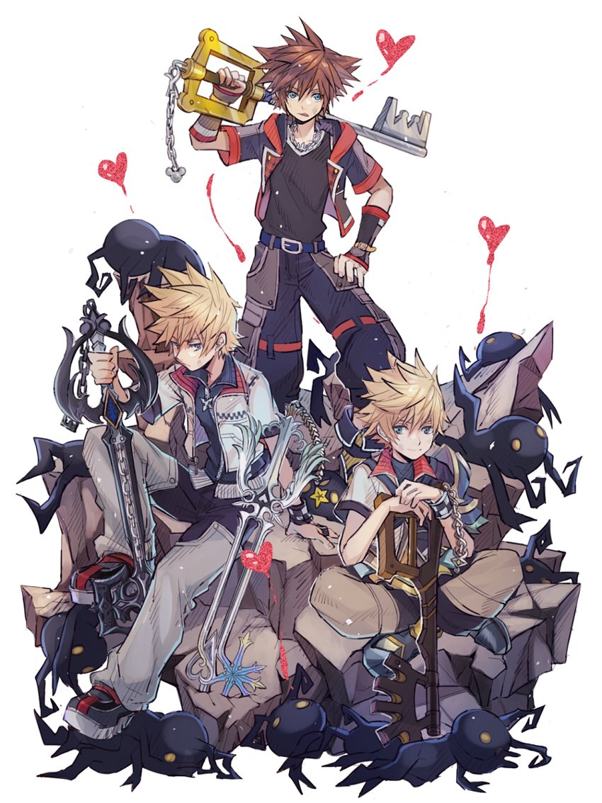 sora, roxas, and ventus (kingdom hearts and 3 more) drawn by yurichi_(artist)
