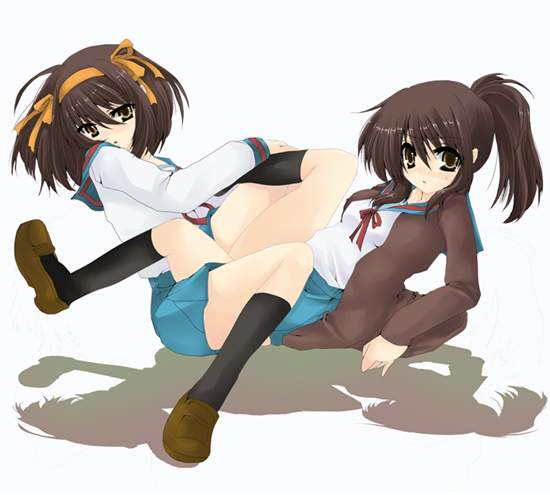 suzumiya haruhi and kyonko (suzumiya haruhi no yuuutsu) drawn by zuu_majiro