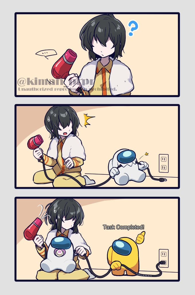 crewmate, yellow, white, impostor, and they (original and 1 more) drawn by kiman