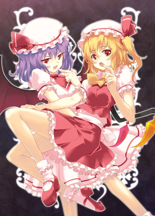 remilia scarlet and flandre scarlet (touhou) drawn by dasoku_sentarou