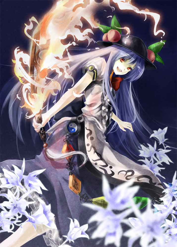 hinanawi tenshi (touhou) drawn by tsurukame