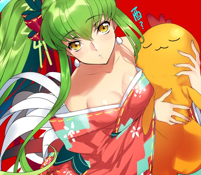 c.c. and cheese-kun (code geass) drawn by creayus