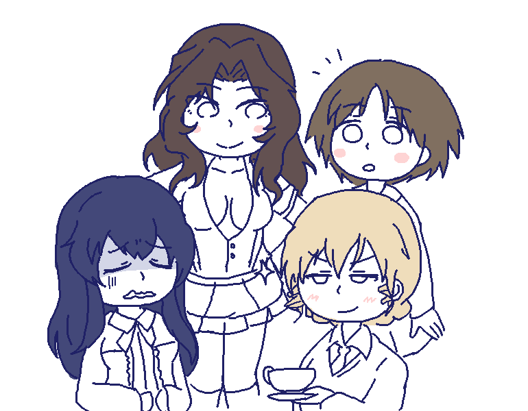 maruyama saki, el, eclair, and kilimanjaro (girls und panzer and 2 more) drawn by aqclk