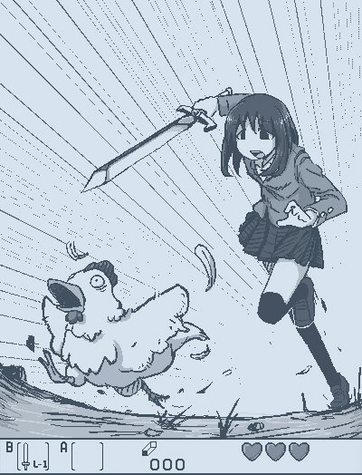 suicidal girl and cucco (original and 2 more) drawn by hamsterfragment