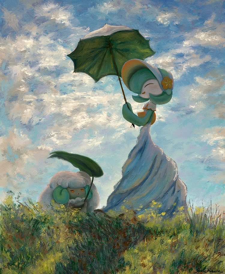 gardevoir and whimsicott (pokemon and 2 more) drawn by gyura