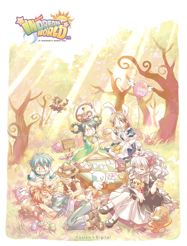 chin-mei, hanie, eliot, amy, drake, and 1 more (in dream world) drawn by popcorn_kang