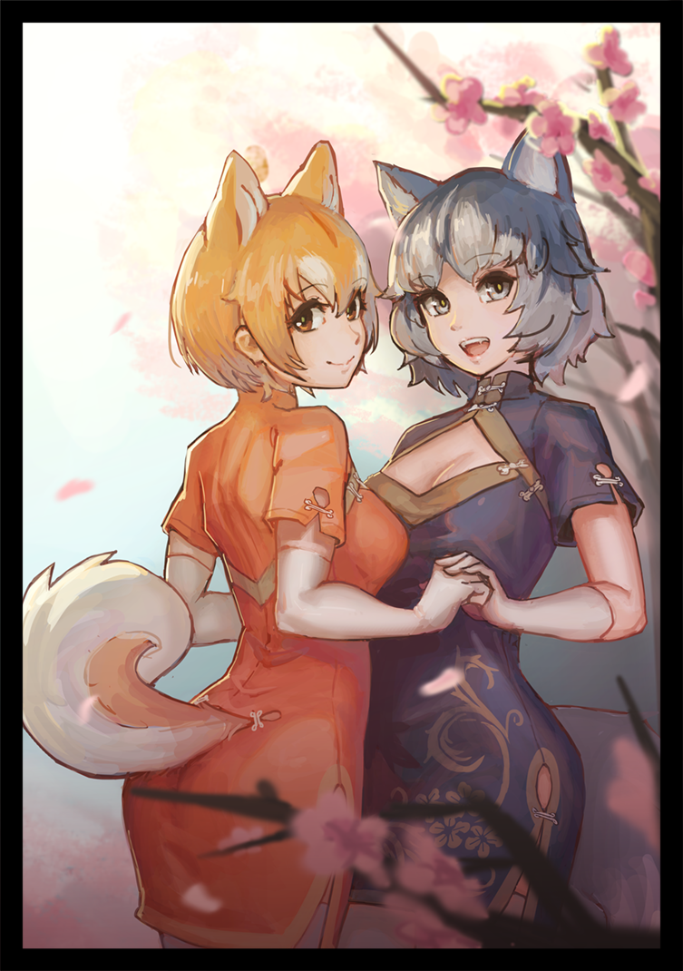 dog and siberian husky (kemono friends) drawn by lumian