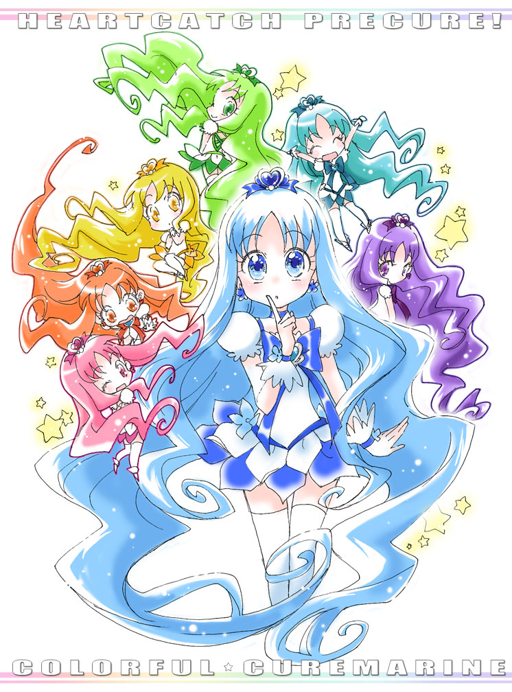 kurumi erika and cure marine (precure and 1 more) drawn by ryun
