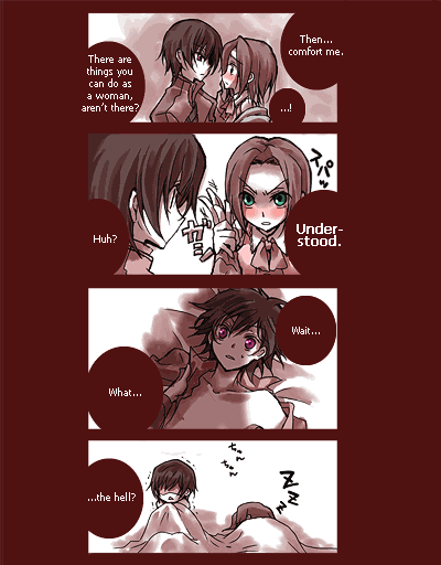 lelouch vi britannia and kouzuki kallen (code geass) drawn by mecco