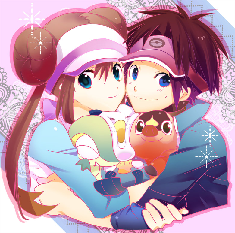 rosa, oshawott, snivy, tepig, and nate (pokemon and 1 more) drawn by kuronomine