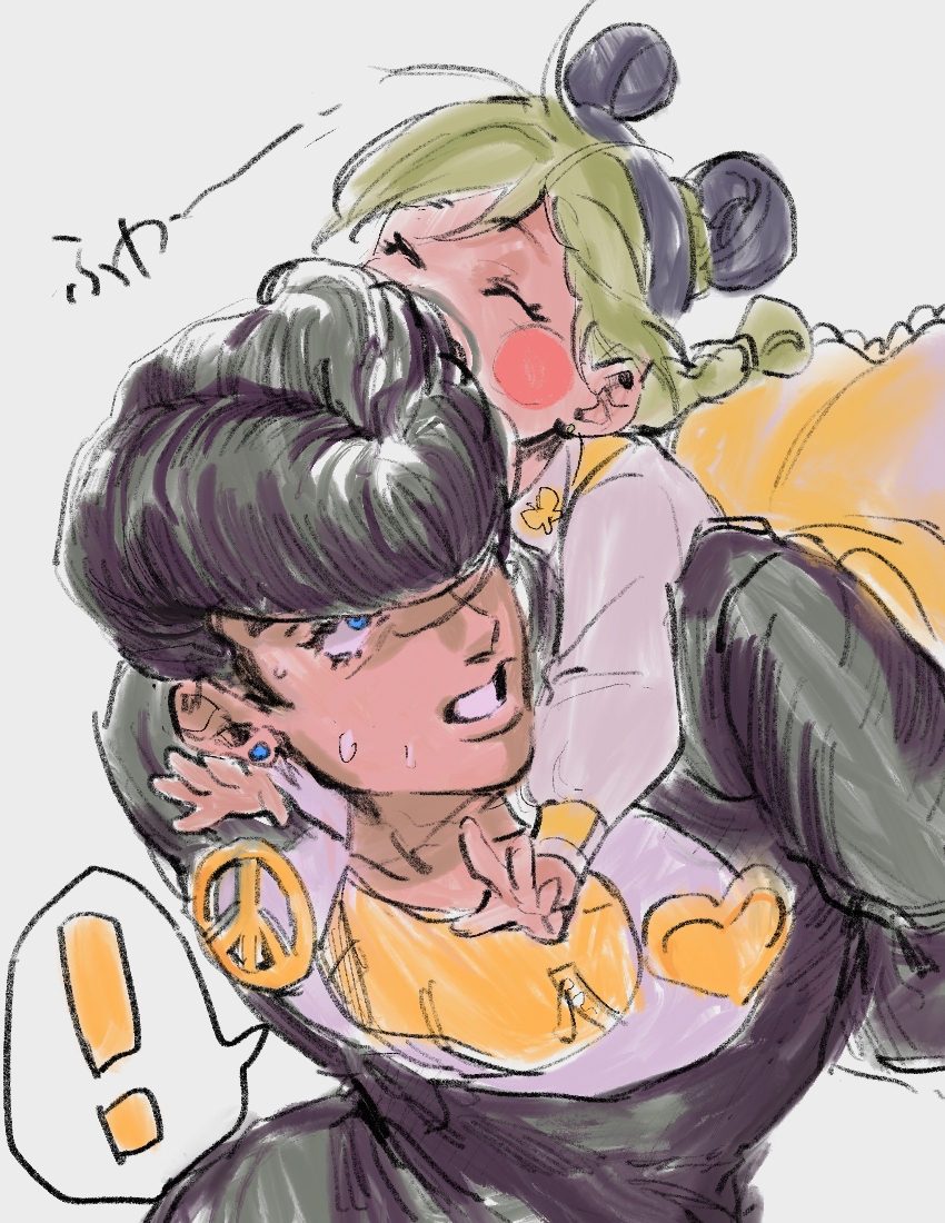 kujo jolyne and higashikata josuke (jojo no kimyou na bouken and 1 more) drawn by lighthouse_(lt_yummy)