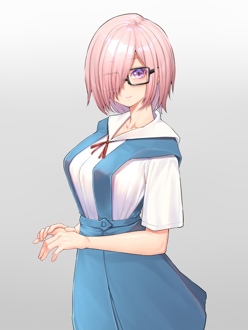 mash kyrielight and ayanami rei (fate and 2 more) drawn by mikan_(chipstar182)