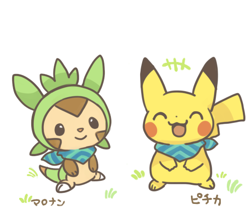 pikachu and chespin (pokemon and 2 more) drawn by konanbo