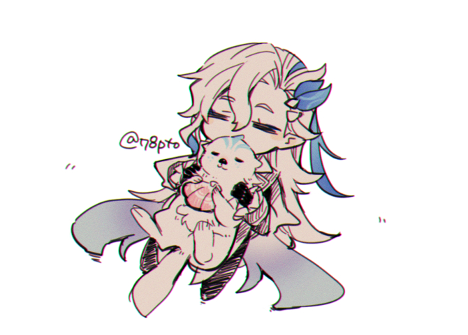 neuvillette and leisurely otter (genshin impact) drawn by naho_(pi988y)