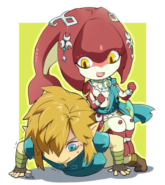 link and mipha (the legend of zelda and 1 more) drawn by sakurai_muto