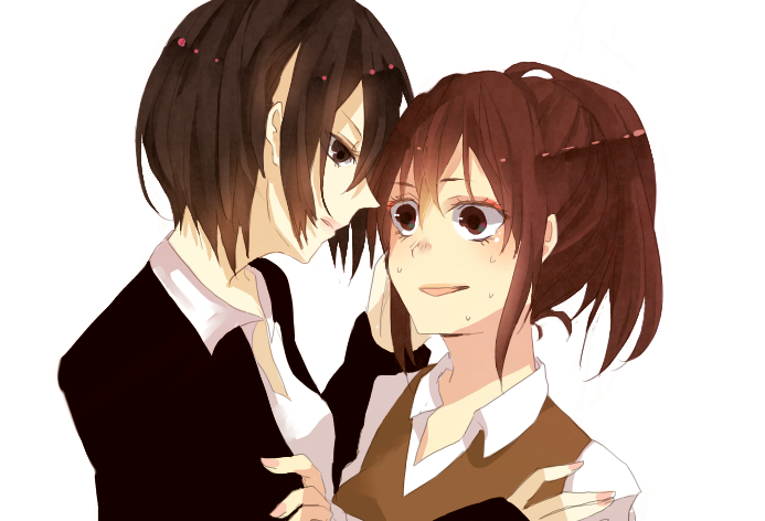mikasa ackerman and sasha blouse (shingeki no kyojin) drawn by shiratama_(eiko)